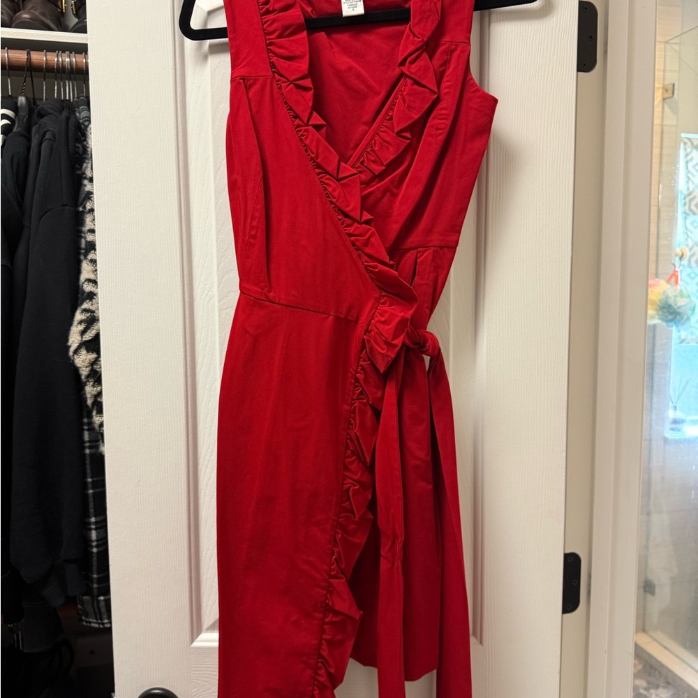 Diane Von Furstenberg Red Asymmetrical Wrap Dress